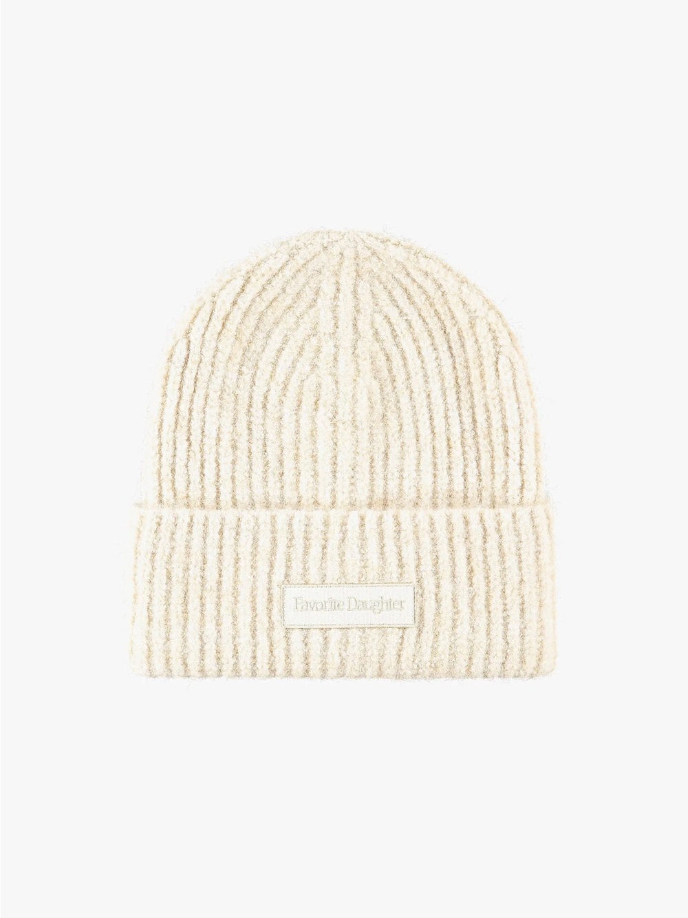 Favorite Daughter The Logo Patch Ribbed Beanie - Cream